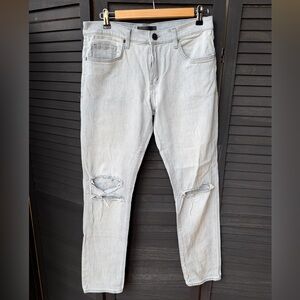 J Brand Men's Light Gray Skinny Jeans with Knee Rips